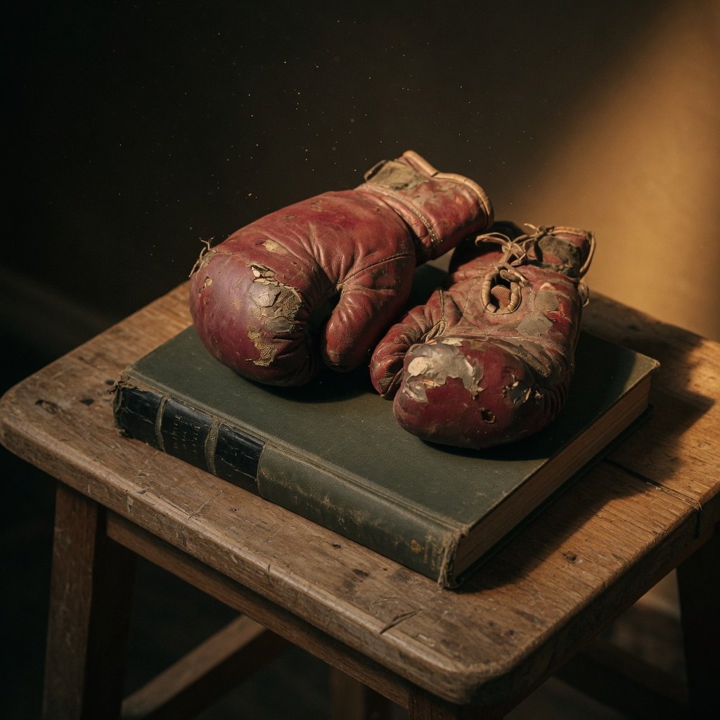 Worn gloves resting on an old green book — the story so far